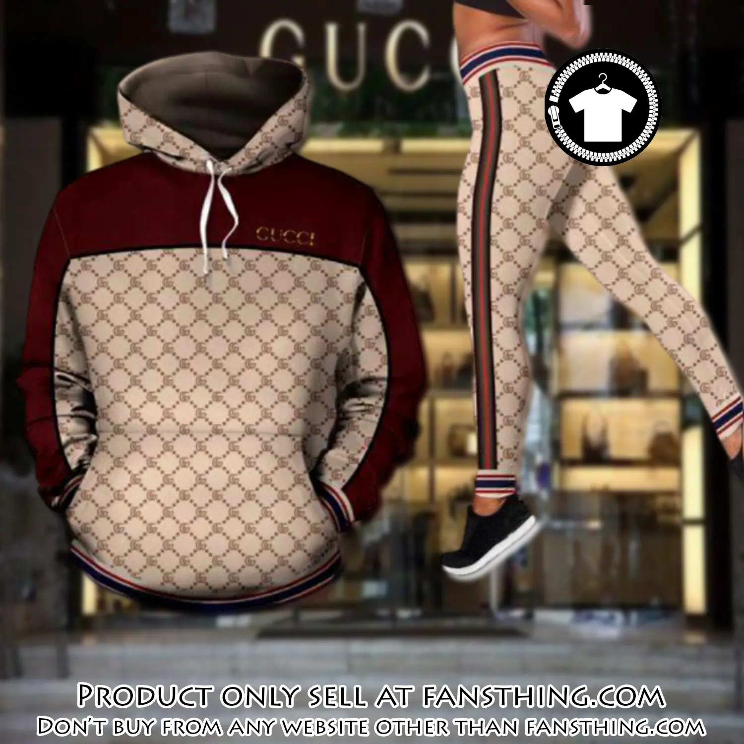 Gucci red hoodie legging set luxury for women fst5506004